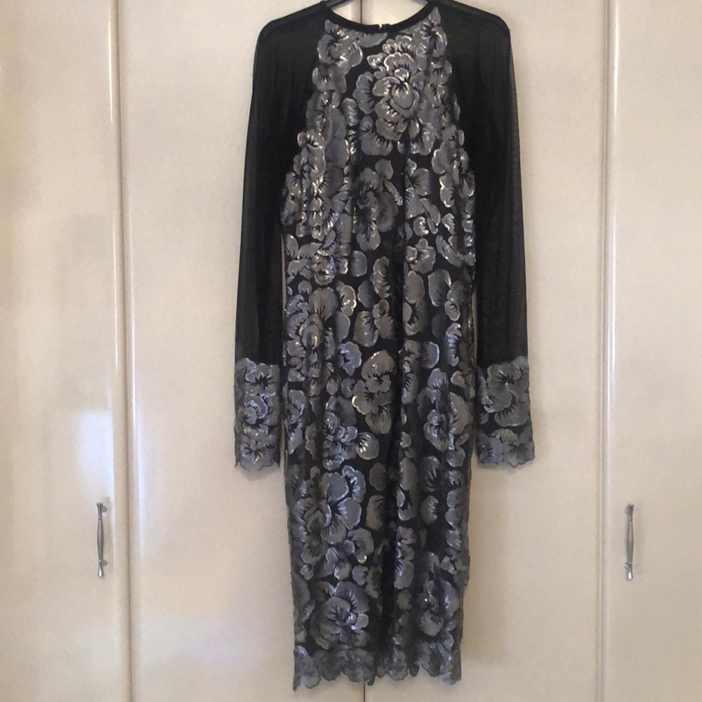 Black and grey long party dress